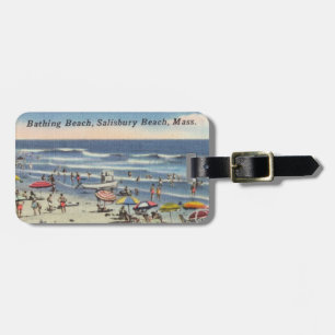 Salisbury Beach, MA - Antique Beach Scene Luggage Tag