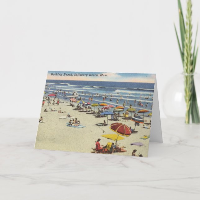 Salisbury Beach, MA - Vintage Summer Scene Card (Front)