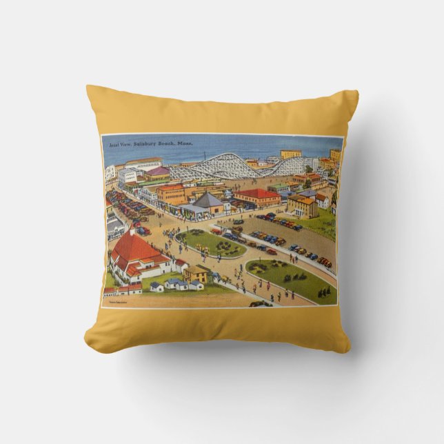 Salisbury Beach Vintage Postcard Cushion (Front)