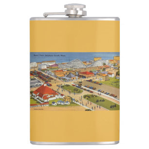 Salisbury Beach Vintage Postcard Hip Flask