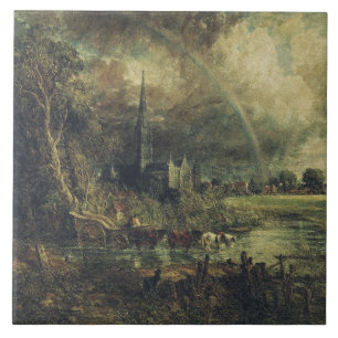 Salisbury Cathedral from the Meadows Ceramic Tile