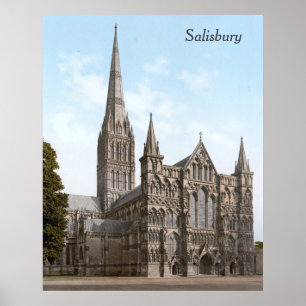Salisbury Cathedral in England (c. 1900) Poster