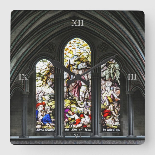 Salisbury Cathedral Stained Glass Window Square Wall Clock (Front)