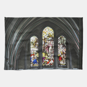 Salisbury Cathedral Transept Stained Glass Window Tea Towel