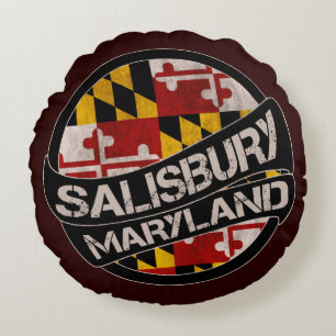 Salisbury Maryland flag grunge round pillow