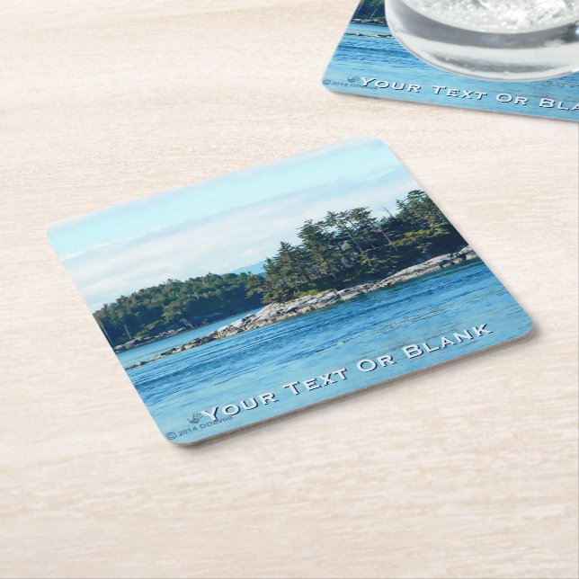 Salish Island Square Paper Coaster (Angled)