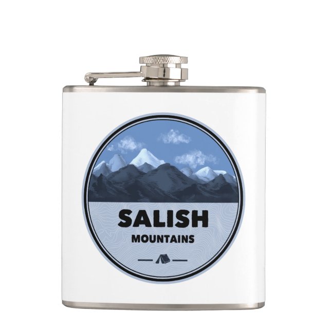 Salish Mountains Montana Camping Hip Flask (Front)