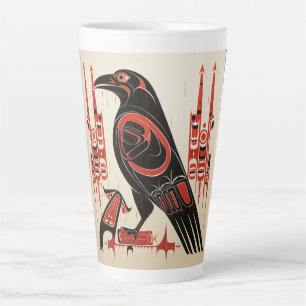 Salish native pacific northwestern art style raven latte mug