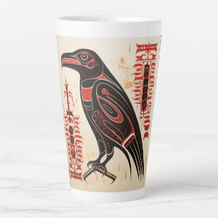 Salish native pacific northwestern art style raven latte mug