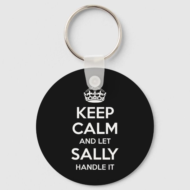 Sally Keep Calm Personalised Name Funny Birthday G Key Ring (Front)