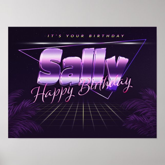 Sally Name First Name pura retro poster Birthday (Front)