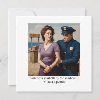 Sally sells seashells by the seashore invitation