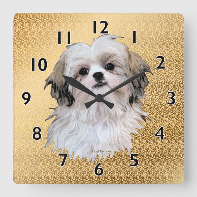 Sally Shih Tzu Square Wall Clock (Front)