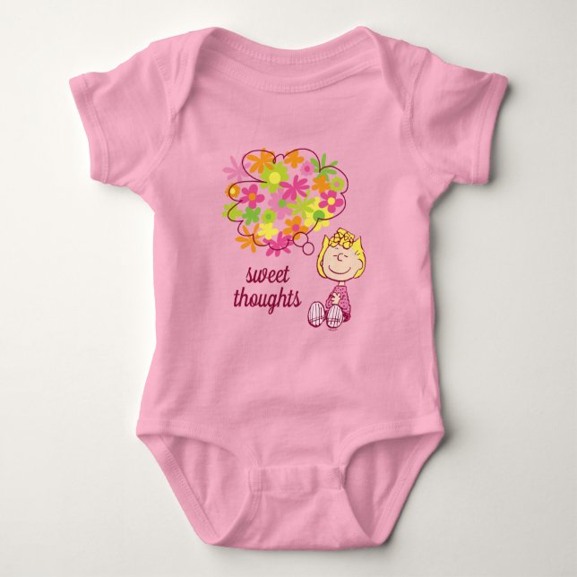 Sally Thinking of Flowers Baby Bodysuit (Front)