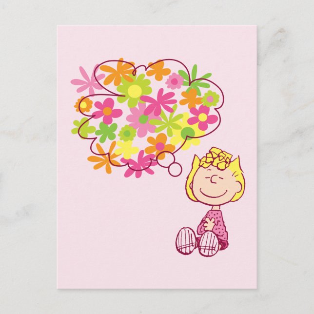Sally Thinking of Flowers Postcard (Front)