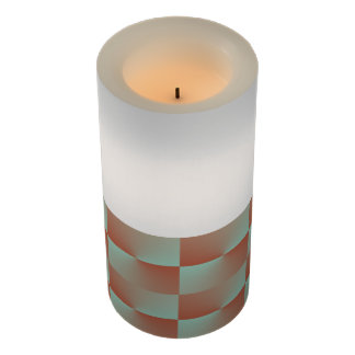 Salmon and Blue Chequered LED Candle
