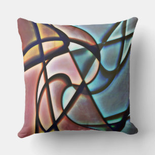 Salmon and blue spiral smooth texture mosaic cushion
