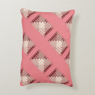 Salmon and brown circles, forming geometric shapes decorative cushion