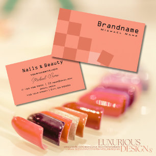 Salmon and Coral Chequered Professional Stylish Business Card