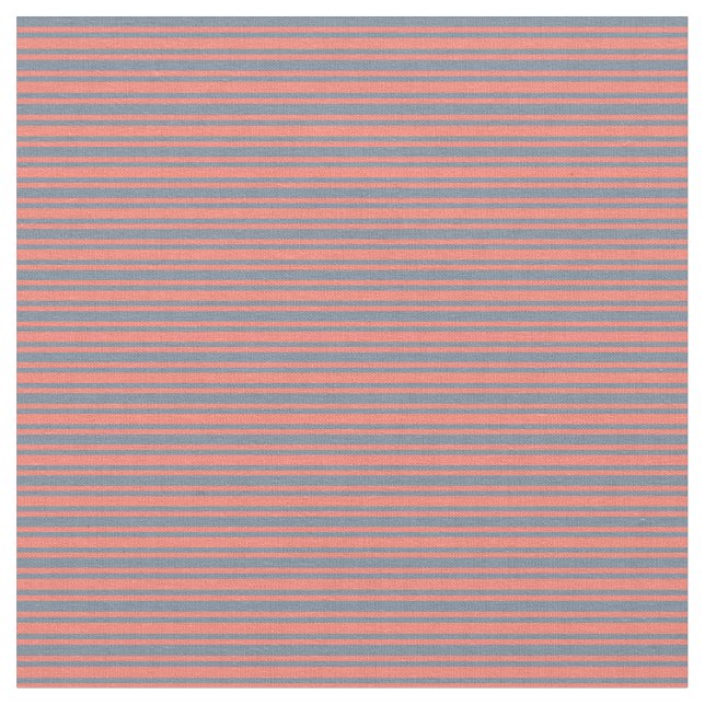 Salmon and Light Slate Grey Stripes Fabric (Close Up)