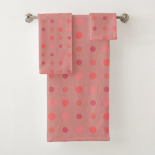 Salmon and pink dots bath towel set
