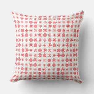 Salmon and pink Dots on White Cushion