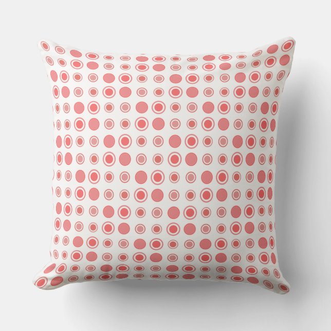 Salmon and pink Dots on White Cushion (Front)