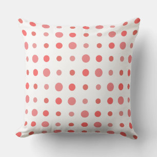 Salmon and pink Dots on White Cushion