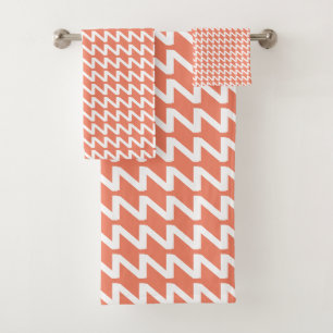 Salmon and white Modern Sharp Waves Bath Towel Set