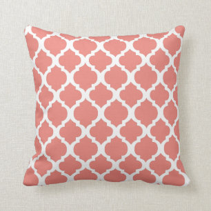 Salmon and white Moroccan Throw Pillow