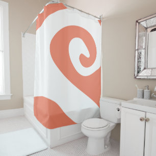 Salmon and White Swirl Wave Shower Curtain