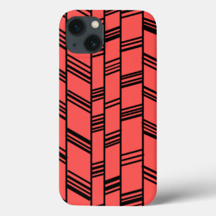 Salmon Art Deco Lines iPhone 13 Case