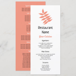 Salmon Autumn Leaf, Restaurant Slimline Menu