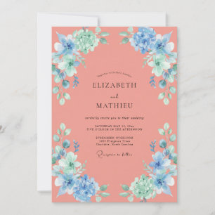 Salmon Azure Petal Wedding Invitation