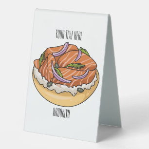 Salmon bagel cartoon illustration 