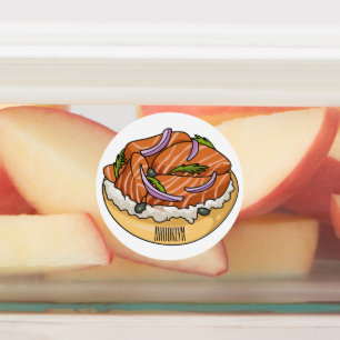 Salmon bagel cartoon illustration