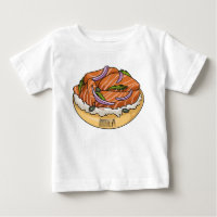 Salmon bagel cartoon illustration 