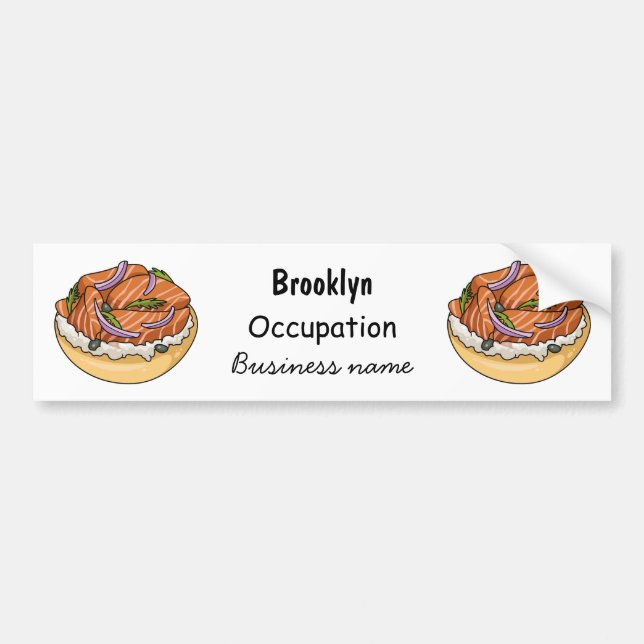 Salmon bagel cartoon illustration bumper sticker (Front)