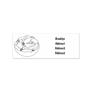 Salmon bagel cartoon illustration  rubber stamp