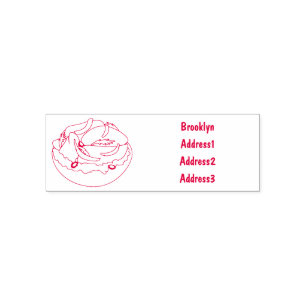 Salmon bagel cartoon illustration self-inking stamp