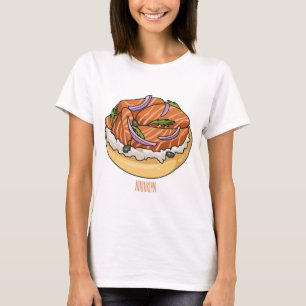 Salmon bagel cartoon illustration T-Shirt