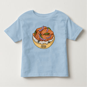 Salmon bagel cartoon illustration  toddler T-Shirt