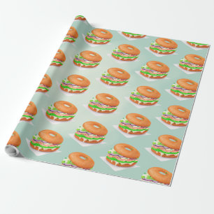 Salmon Bagels Wrapping Paper