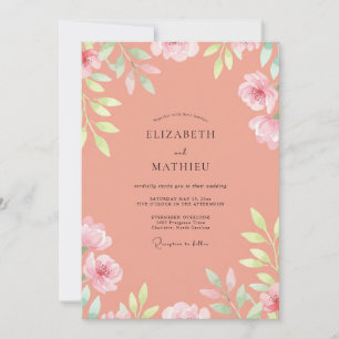 Salmon Bloom Wedding Invitation