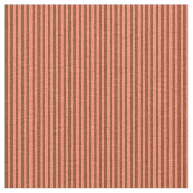Salmon & Brown Coloured Lines/Stripes Pattern Fabric (Close Up)