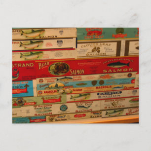 Salmon Cans Vintage Postcard