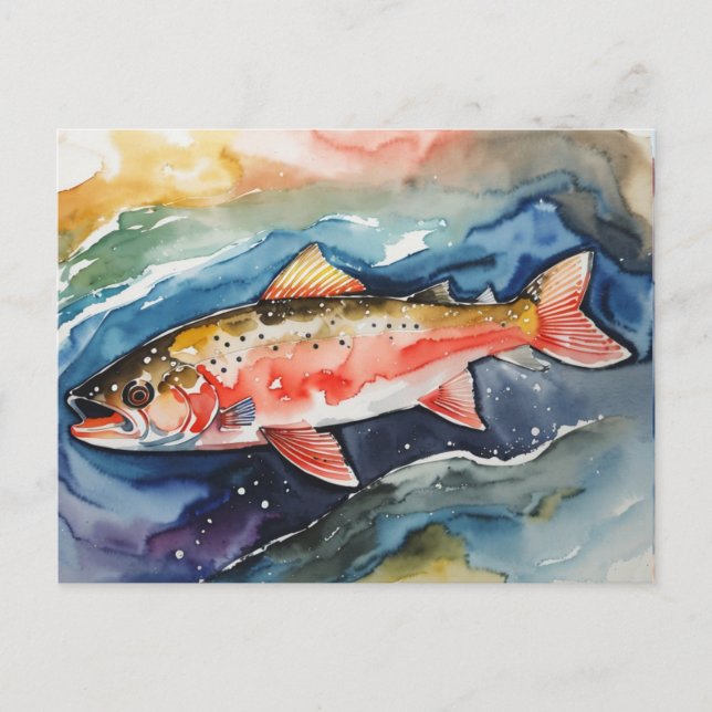 *~* Salmon Caught fish  Men Gift AP49 Holiday Postcard (Front)