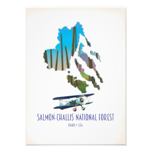 Salmon-Challis National Forest map Photo Print