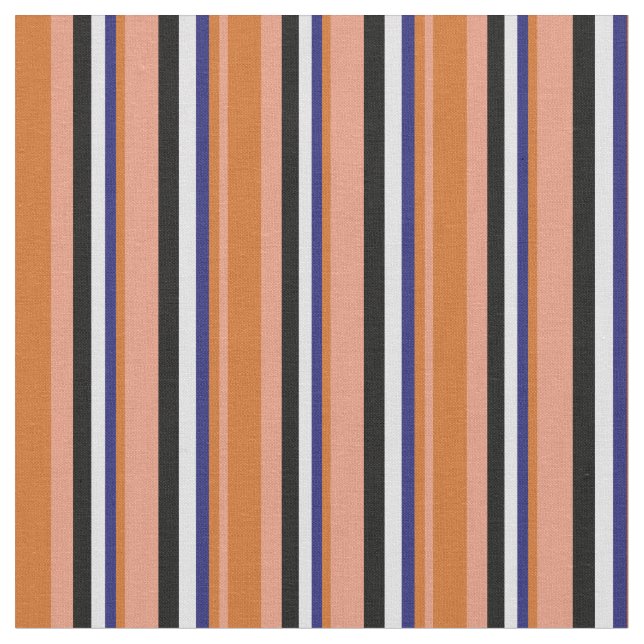 Salmon, Chocolate, Midnight Blue, Lavender & Black Fabric (Close Up)