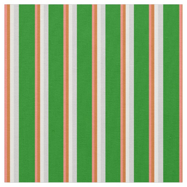 Salmon, Chocolate, Mint Cream, Light Grey & Green Fabric (Close Up)